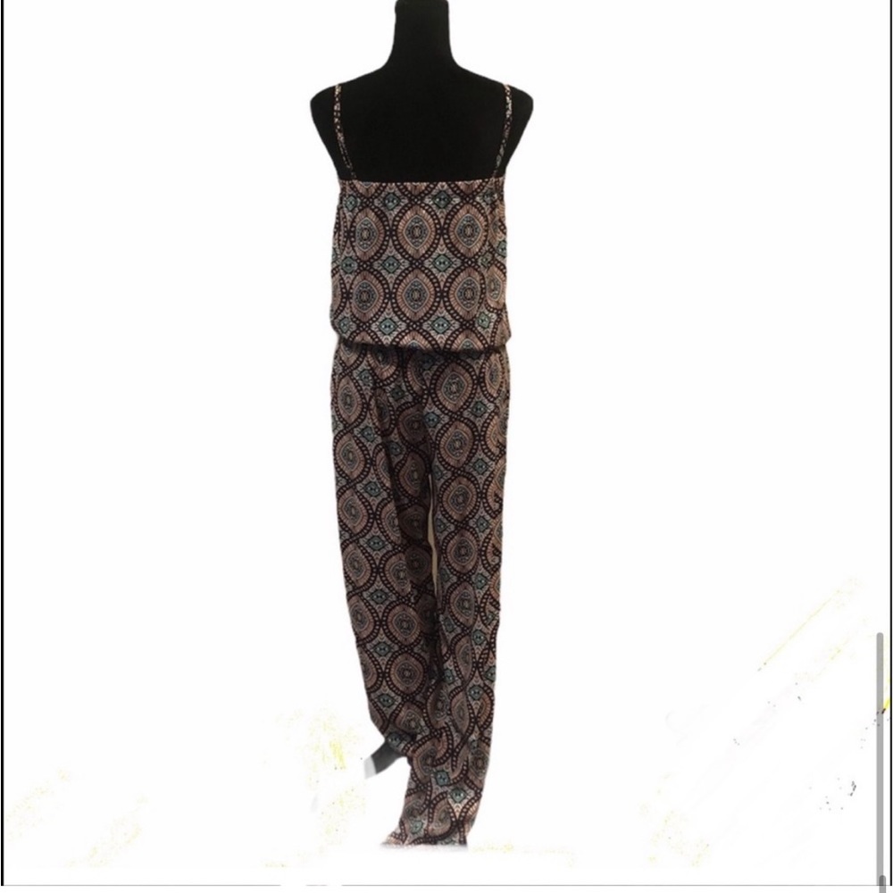Molly Bracken abstract Print spaghetti strap elastic waist jumpsuit size small - Picture 7 of 10